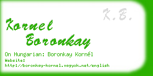 kornel boronkay business card