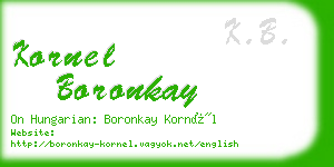 kornel boronkay business card